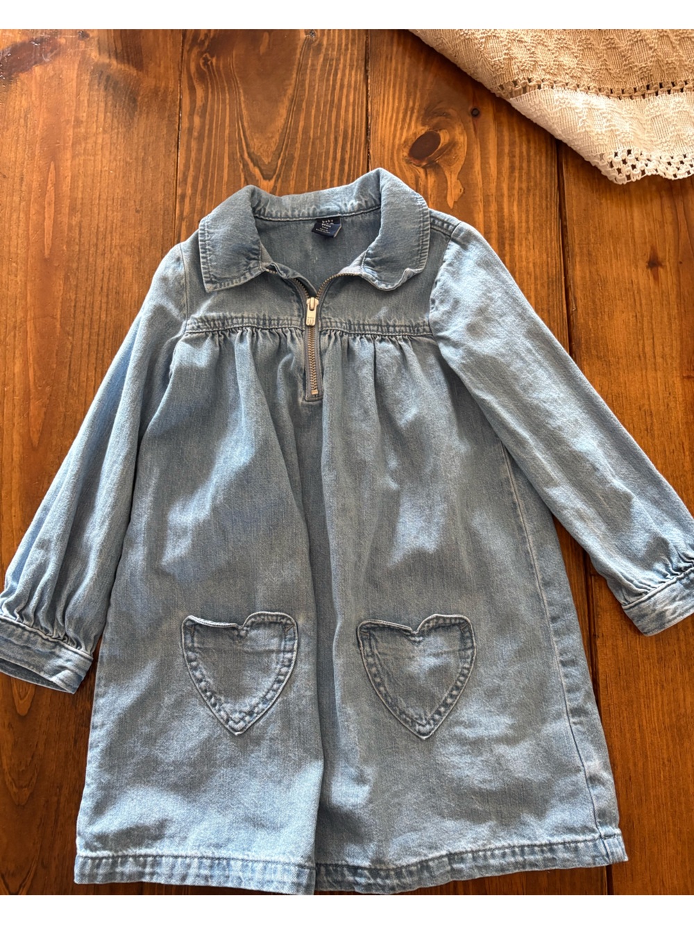 GAP Light Blue Denim Girls' Heart Pocket Dress